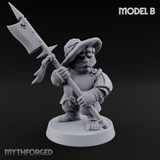 Feather Flourishing Halfling Halberdiers Miniature for Dungeons and Dragons, Pathfinder or other TTRPGs