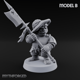 Feather Flourishing Halfling Halberdiers B Miniature for Dungeons and Dragons, Pathfinder or other TTRPGs