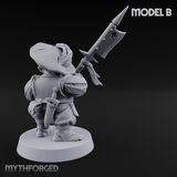 Feather Flourishing Halfling Halberdiers B Miniature for Dungeons and Dragons, Pathfinder or other TTRPGs
