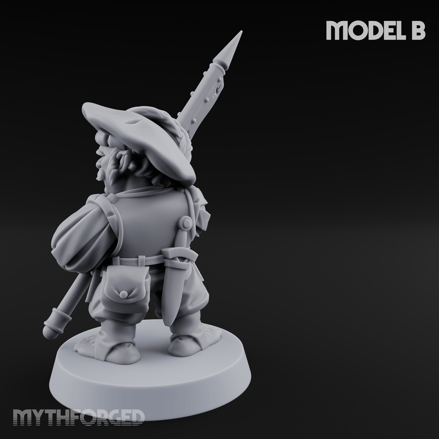 Feather Flourishing Halfling Halberdiers B Miniature for Dungeons and Dragons, Pathfinder or other TTRPGs