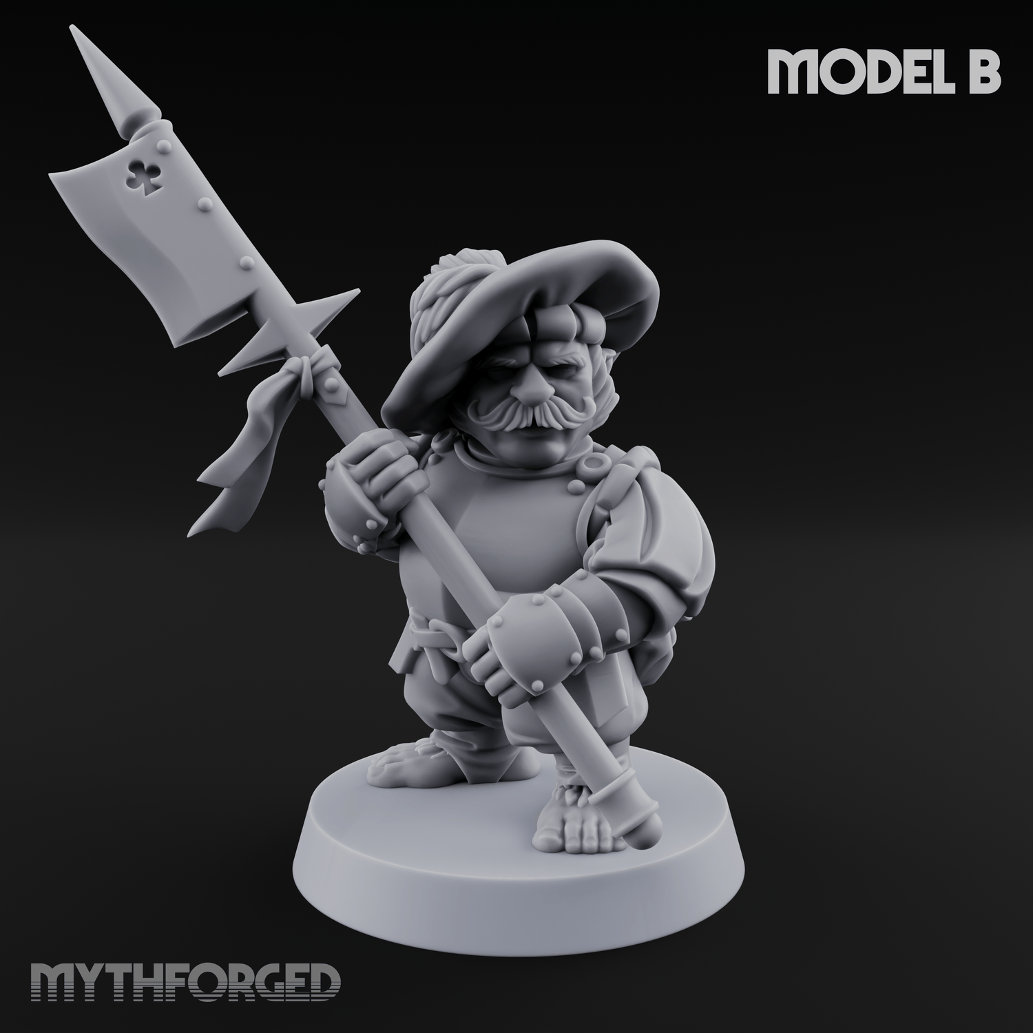 Feather Flourishing Halfling Halberdiers B Miniature for Dungeons and Dragons, Pathfinder or other TTRPGs