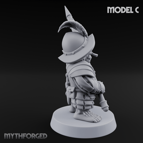 Feather Flourishing Halfling Halberdiers C Miniature for Dungeons and Dragons, Pathfinder or other TTRPGs