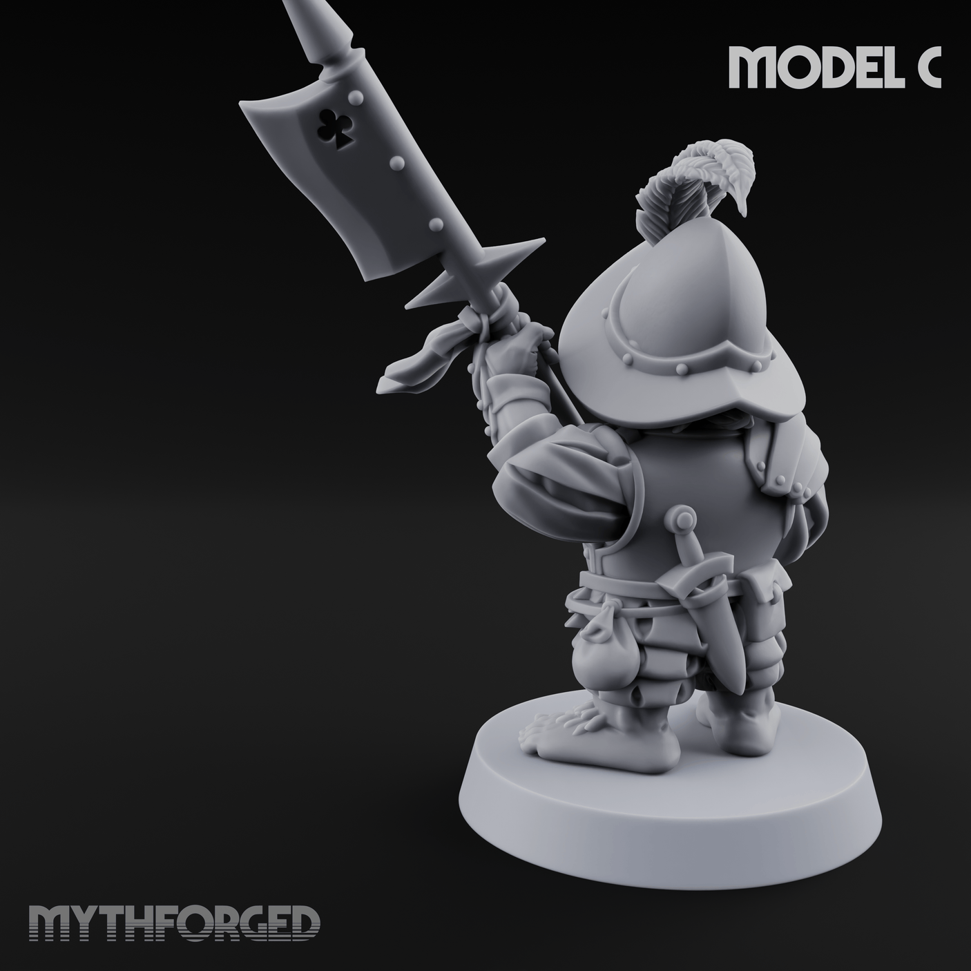 Feather Flourishing Halfling Halberdiers C Miniature for Dungeons and Dragons, Pathfinder or other TTRPGs