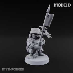 Feather Flourishing Halfling Halberdiers D Miniature for Dungeons and Dragons, Pathfinder or other TTRPGs