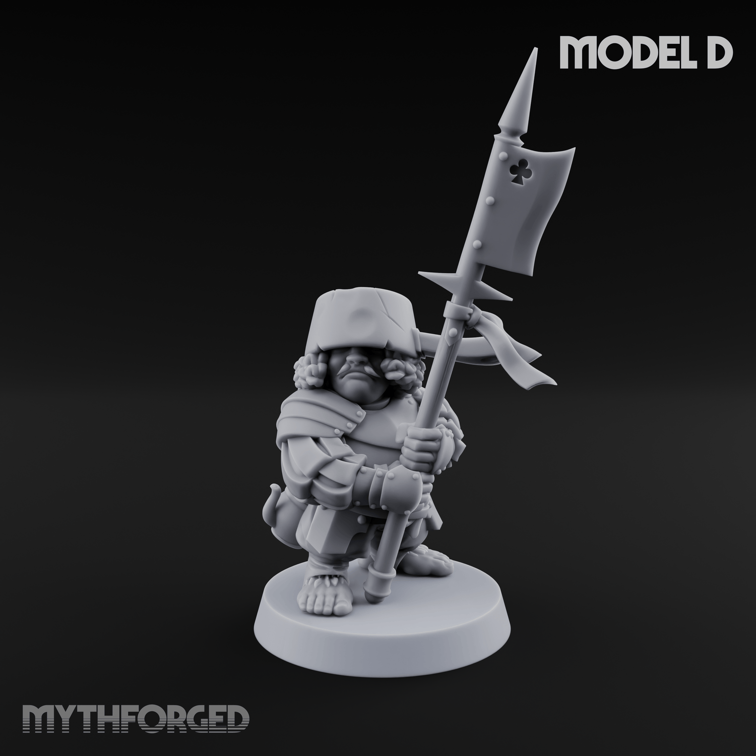 Feather Flourishing Halfling Halberdiers Miniature for Dungeons and Dragons, Pathfinder or other TTRPGs