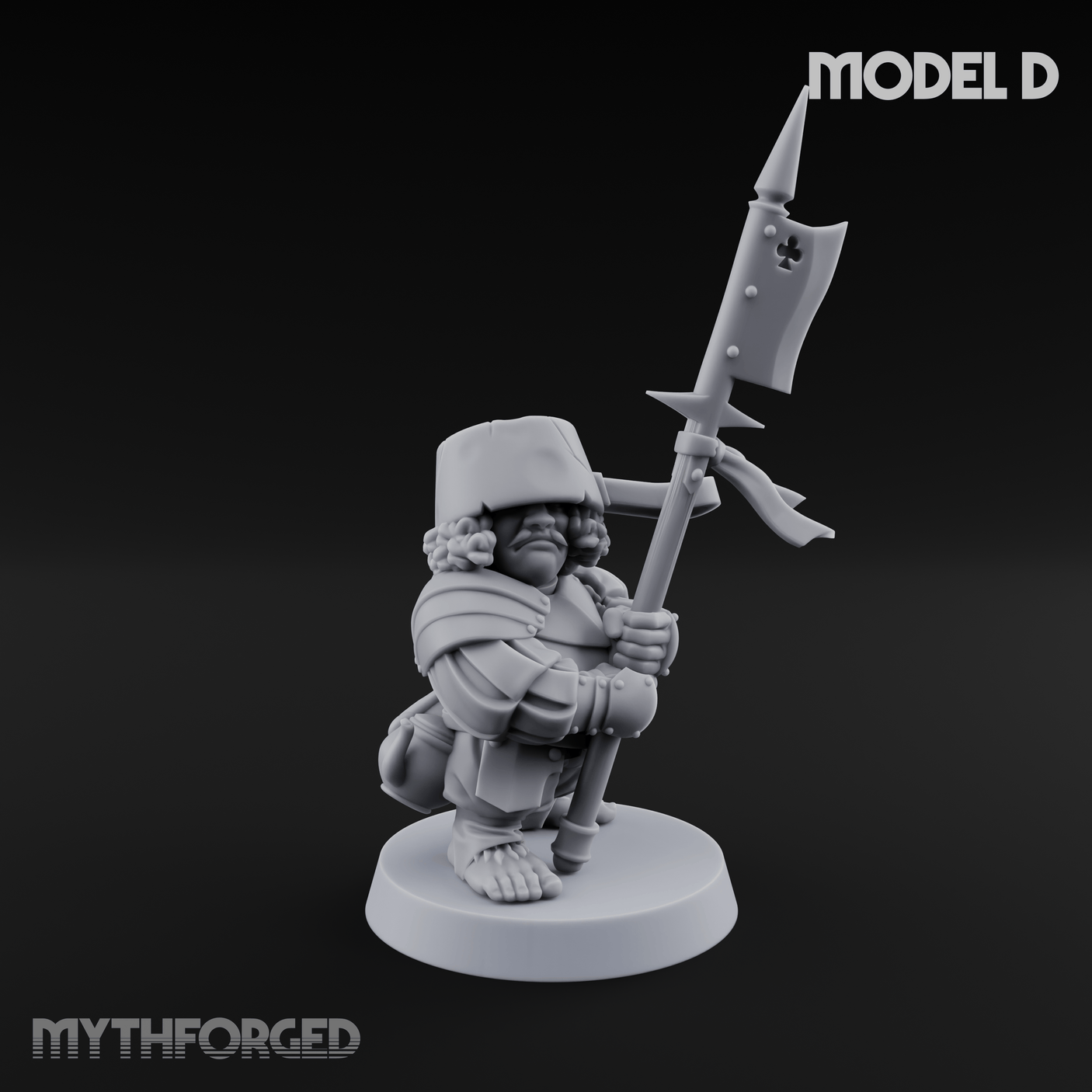 Feather Flourishing Halfling Halberdiers Miniature for Dungeons and Dragons, Pathfinder or other TTRPGs