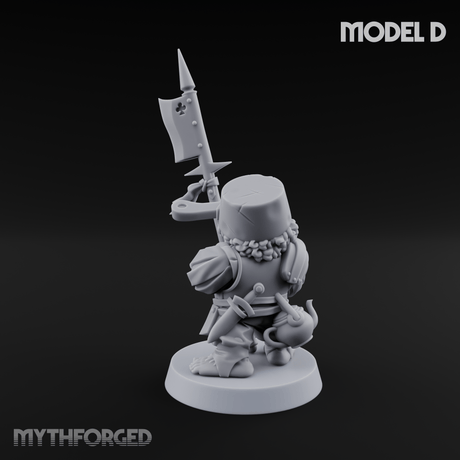 Feather Flourishing Halfling Halberdiers D Miniature for Dungeons and Dragons, Pathfinder or other TTRPGs