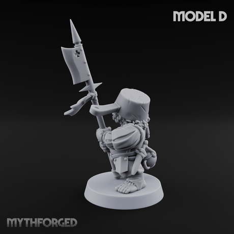 Feather Flourishing Halfling Halberdiers D Miniature for Dungeons and Dragons, Pathfinder or other TTRPGs