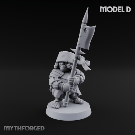 Feather Flourishing Halfling Halberdiers D Miniature for Dungeons and Dragons, Pathfinder or other TTRPGs