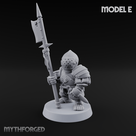 Feather Flourishing Halfling Halberdiers E Miniature for Dungeons and Dragons, Pathfinder or other TTRPGs