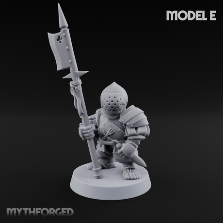 Feather Flourishing Halfling Halberdiers Miniature for Dungeons and Dragons, Pathfinder or other TTRPGs
