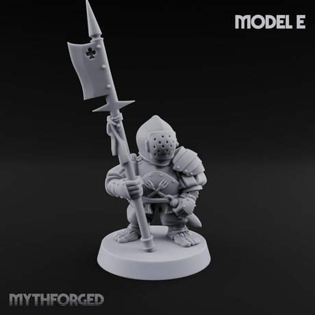 Feather Flourishing Halfling Halberdiers Miniature for Dungeons and Dragons, Pathfinder or other TTRPGs