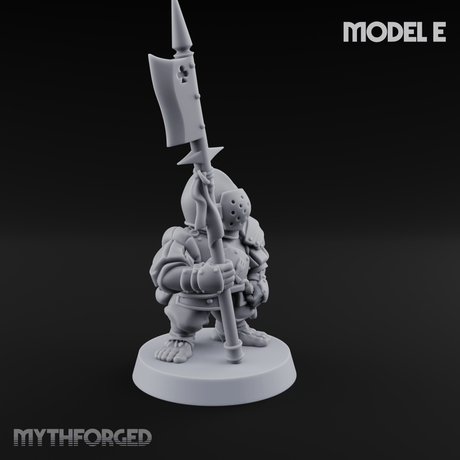 Feather Flourishing Halfling Halberdiers E Miniature for Dungeons and Dragons, Pathfinder or other TTRPGs