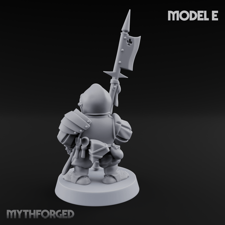 Feather Flourishing Halfling Halberdiers E Miniature for Dungeons and Dragons, Pathfinder or other TTRPGs