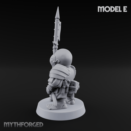 Feather Flourishing Halfling Halberdiers E Miniature for Dungeons and Dragons, Pathfinder or other TTRPGs
