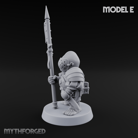 Feather Flourishing Halfling Halberdiers E Miniature for Dungeons and Dragons, Pathfinder or other TTRPGs