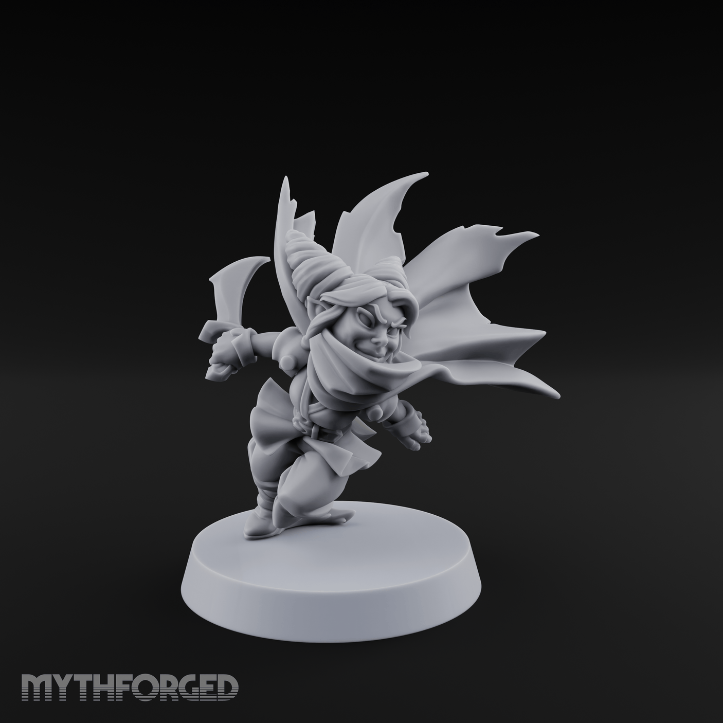 Cape Billowing Skyward Halfling Rogue Miniature for Dungeons and Dragons, Pathfinder or other TTRPGs