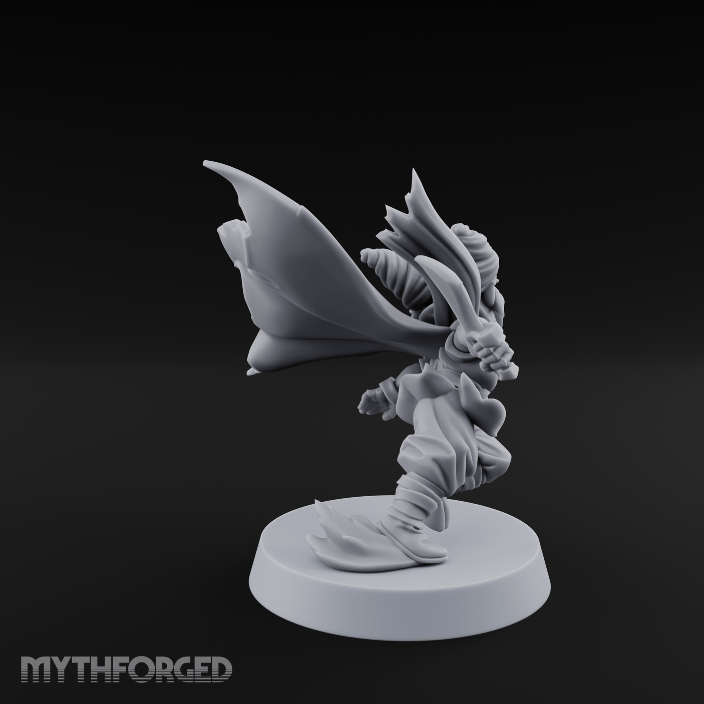 Cape Billowing Skyward Halfling Rogue Miniature for Dungeons and Dragons, Pathfinder or other TTRPGs