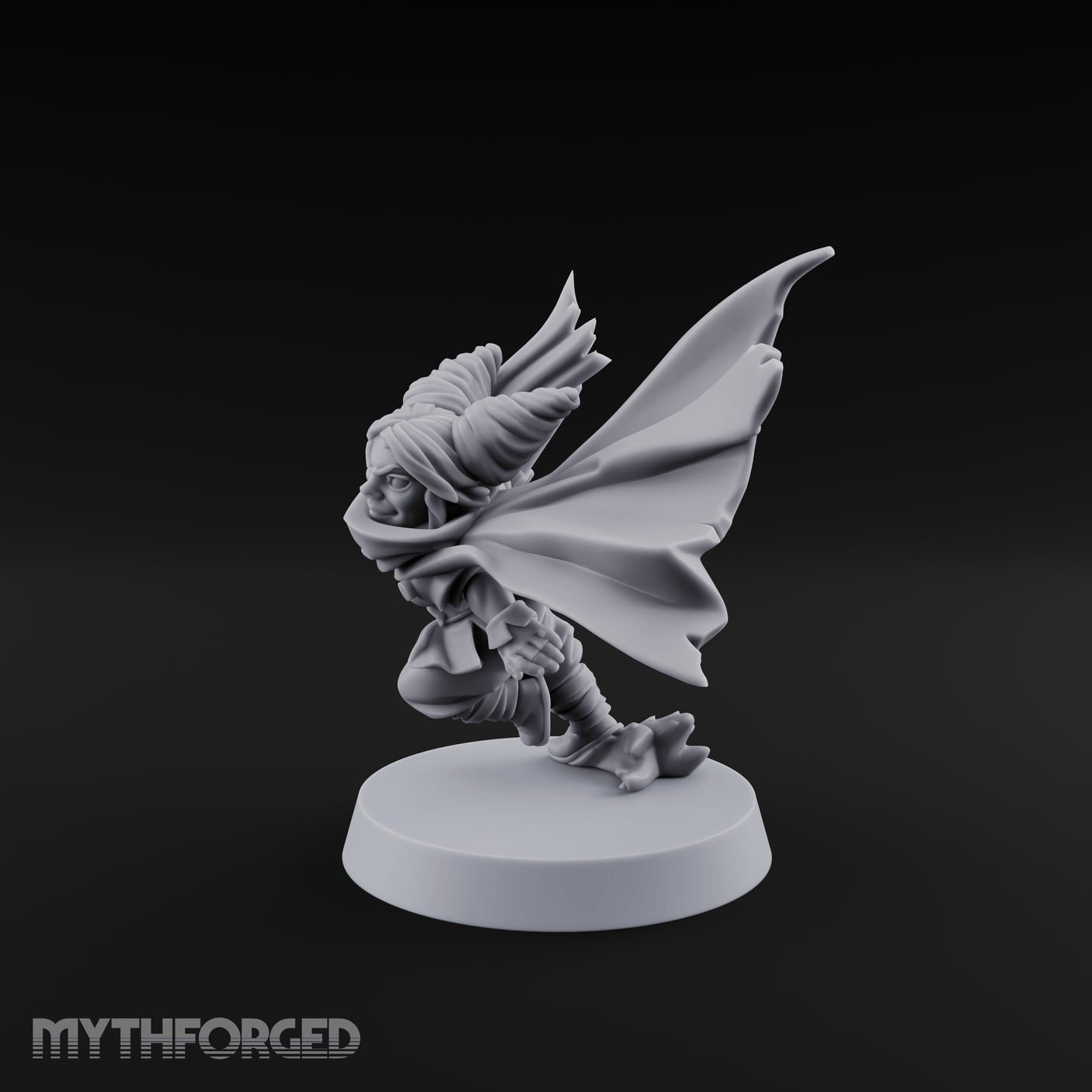 Cape Billowing Skyward Halfling Rogue Miniature for Dungeons and Dragons, Pathfinder or other TTRPGs