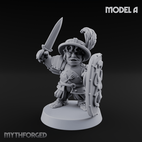 Defending Halfling Warriors Miniature for Dungeons and Dragons, Pathfinder or other TTRPGs