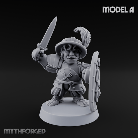 Defending Halfling Warriors Miniature for Dungeons and Dragons, Pathfinder or other TTRPGs