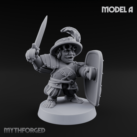 Defending Halfling Warriors Miniature for Dungeons and Dragons, Pathfinder or other TTRPGs