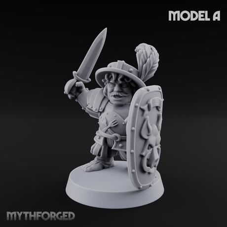 Defending Halfling Warriors A Miniature for Dungeons and Dragons, Pathfinder or other TTRPGs