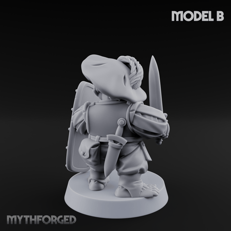 Defending Halfling Warriors B Miniature for Dungeons and Dragons, Pathfinder or other TTRPGs