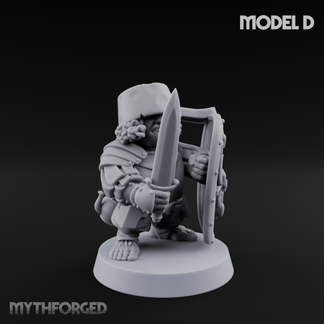 Defending Halfling Warriors Miniature for Dungeons and Dragons, Pathfinder or other TTRPGs