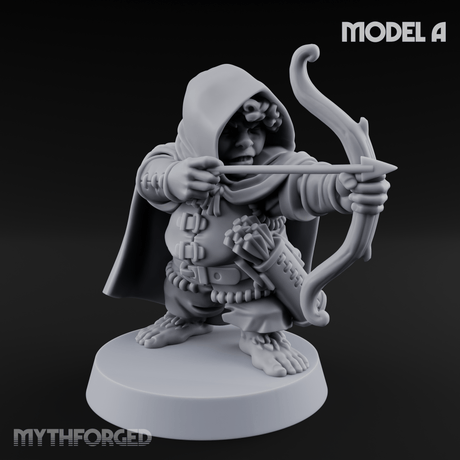 Bow Drawn Steady Halfling Archers A Miniature for Dungeons and Dragons, Pathfinder or other TTRPGs