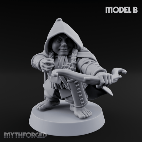Bow Drawn Steady Halfling Archers B Miniature for Dungeons and Dragons, Pathfinder or other TTRPGs