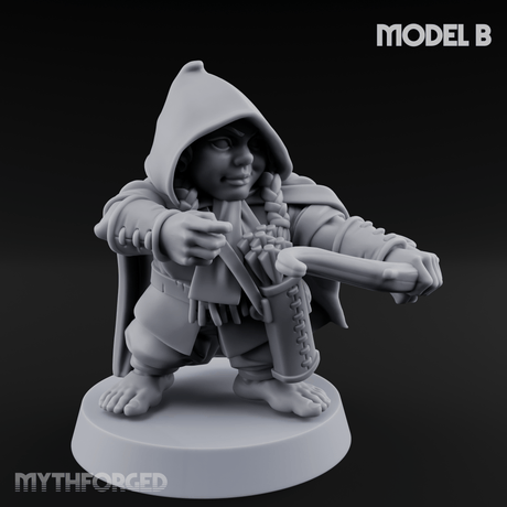 Bow Drawn Steady Halfling Archers Miniature for Dungeons and Dragons, Pathfinder or other TTRPGs