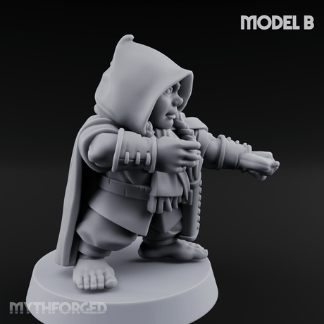 Bow Drawn Steady Halfling Archers B Miniature for Dungeons and Dragons, Pathfinder or other TTRPGs
