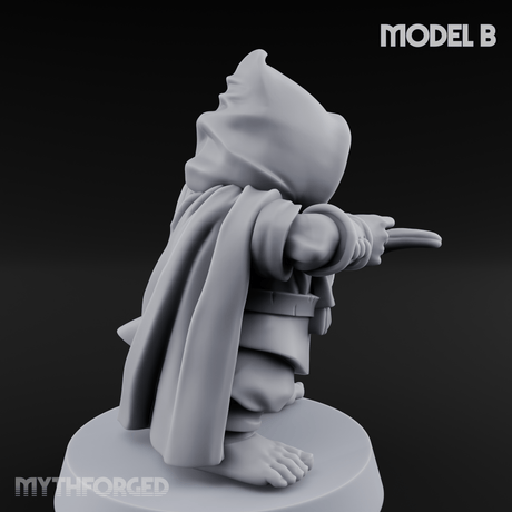 Bow Drawn Steady Halfling Archers B Miniature for Dungeons and Dragons, Pathfinder or other TTRPGs