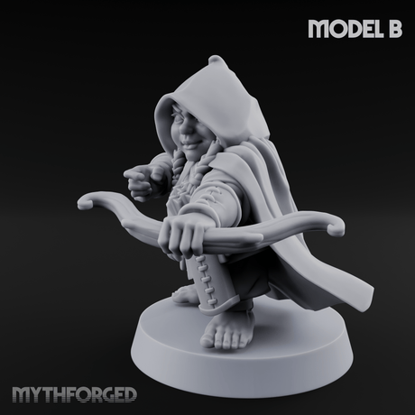 Bow Drawn Steady Halfling Archers B Miniature for Dungeons and Dragons, Pathfinder or other TTRPGs