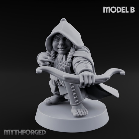 Bow Drawn Steady Halfling Archers B Miniature for Dungeons and Dragons, Pathfinder or other TTRPGs