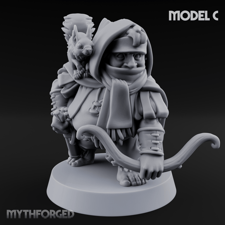 Bow Drawn Steady Halfling Archers C Miniature for Dungeons and Dragons, Pathfinder or other TTRPGs