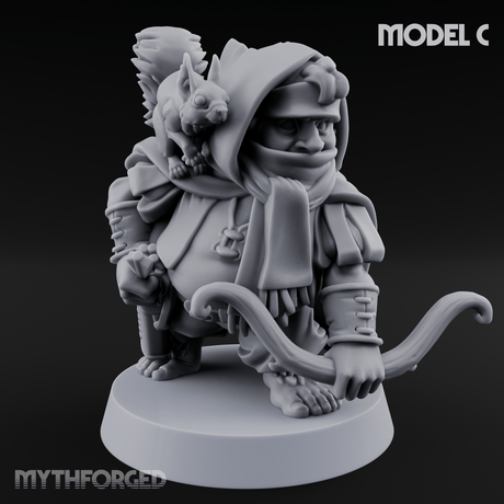 Bow Drawn Steady Halfling Archers Miniature for Dungeons and Dragons, Pathfinder or other TTRPGs