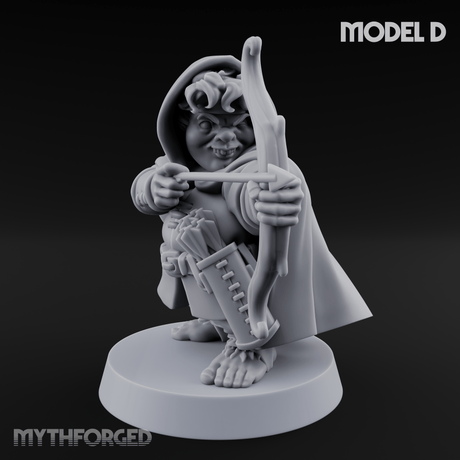 Bow Drawn Steady Halfling Archers Miniature for Dungeons and Dragons, Pathfinder or other TTRPGs