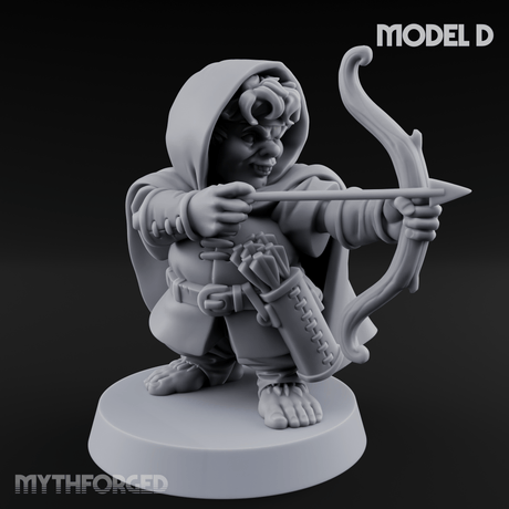 Bow Drawn Steady Halfling Archers Miniature for Dungeons and Dragons, Pathfinder or other TTRPGs