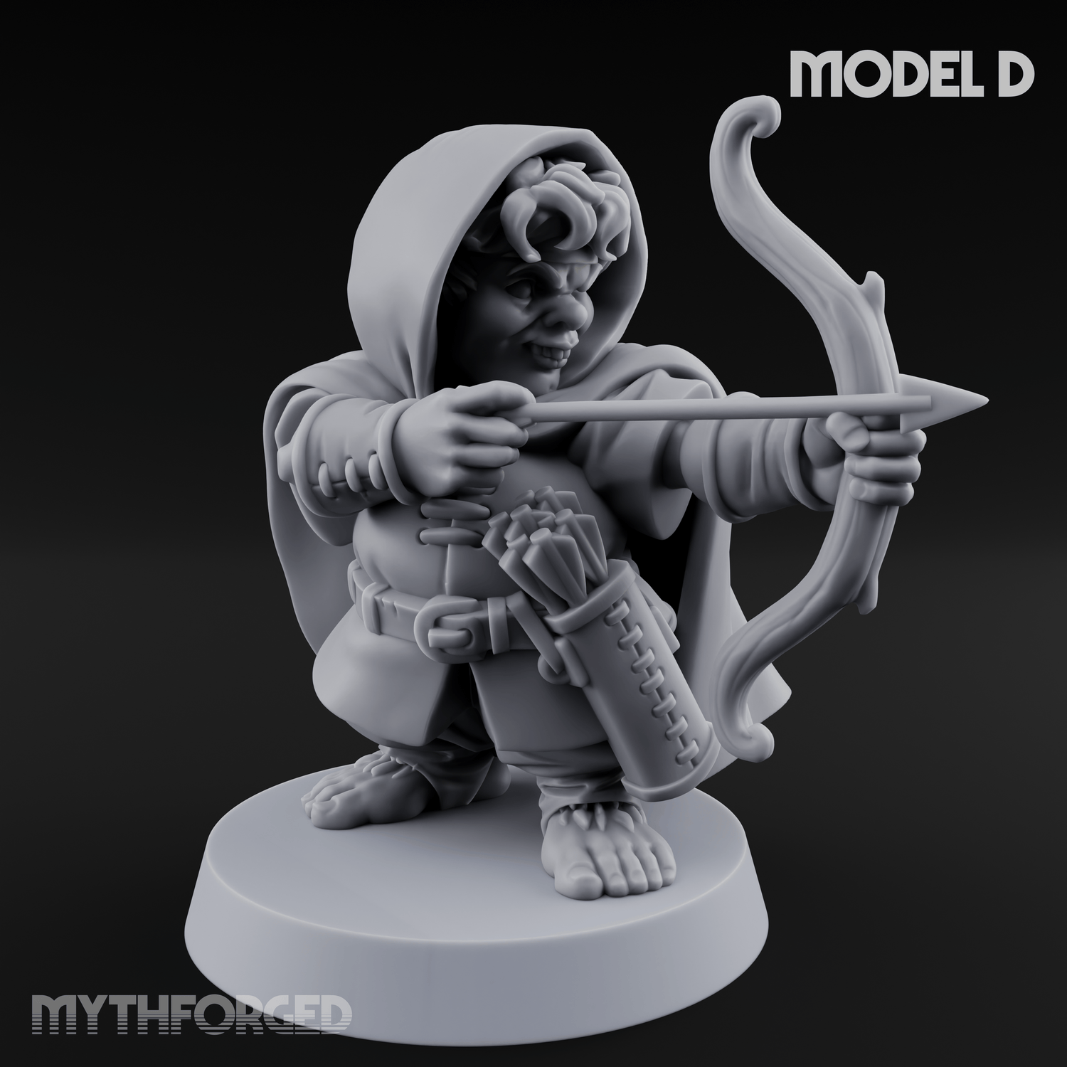 Bow Drawn Steady Halfling Archers D Miniature for Dungeons and Dragons, Pathfinder or other TTRPGs