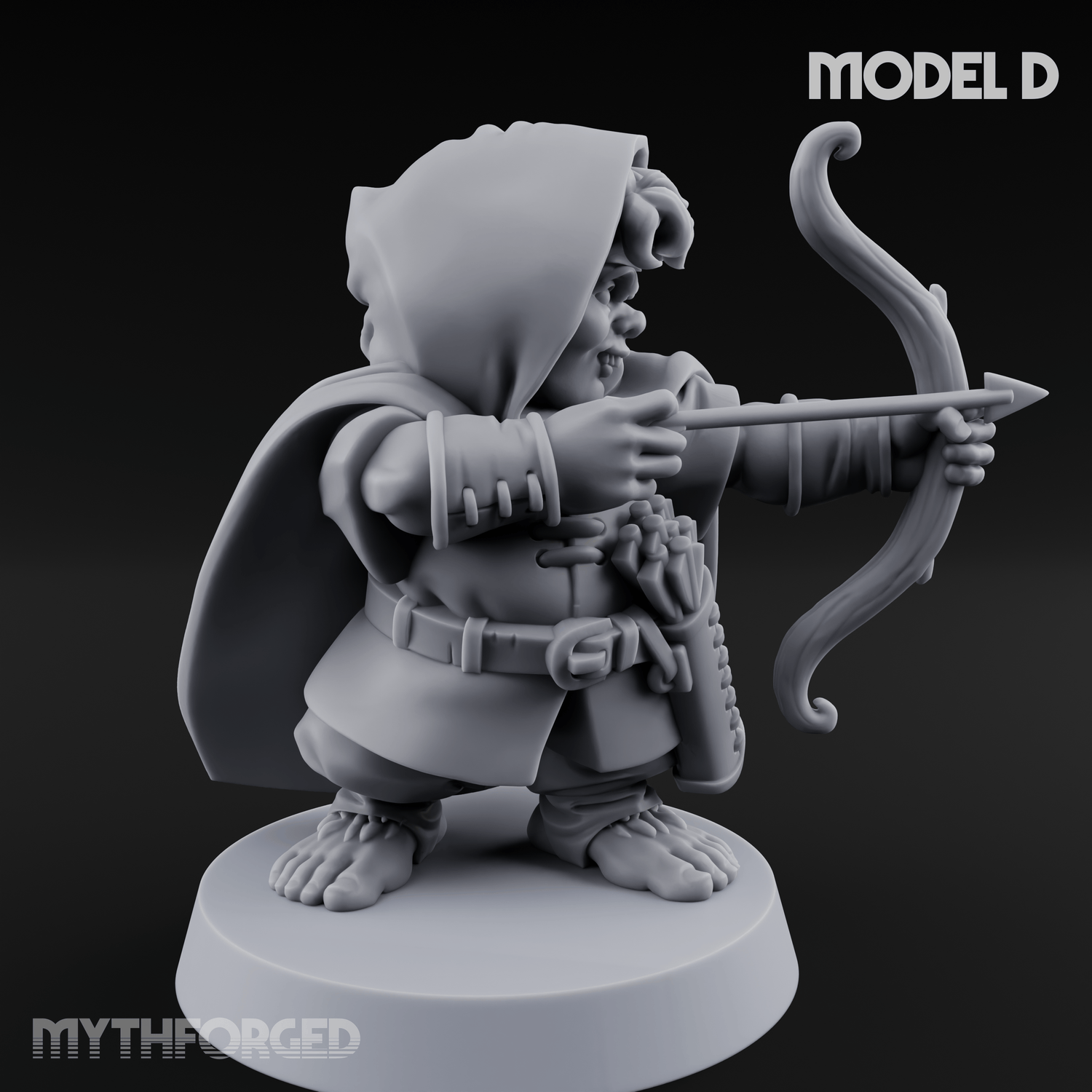 Bow Drawn Steady Halfling Archers D Miniature for Dungeons and Dragons, Pathfinder or other TTRPGs
