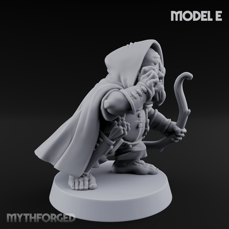 Bow Drawn Steady Halfling Archers E Miniature for Dungeons and Dragons, Pathfinder or other TTRPGs