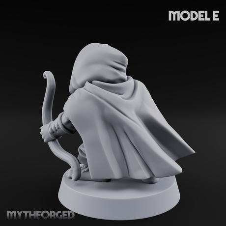 Bow Drawn Steady Halfling Archers E Miniature for Dungeons and Dragons, Pathfinder or other TTRPGs