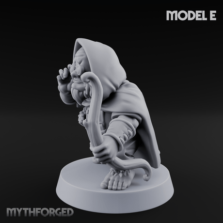 Bow Drawn Steady Halfling Archers E Miniature for Dungeons and Dragons, Pathfinder or other TTRPGs