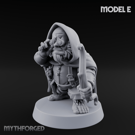 Bow Drawn Steady Halfling Archers E Miniature for Dungeons and Dragons, Pathfinder or other TTRPGs