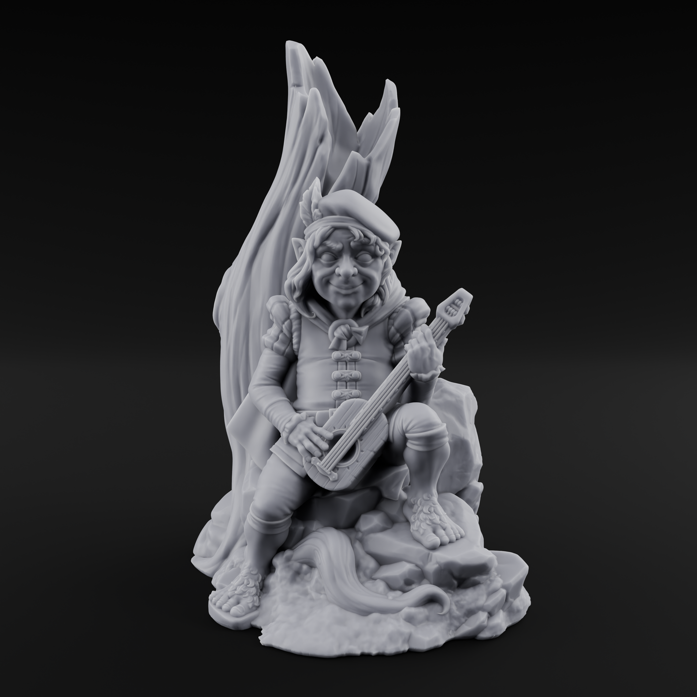 Strumming By The Stump Halfling Bard Miniature for Dungeons and Dragons, Pathfinder or other TTRPGs
