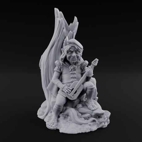 Strumming By The Stump Halfling Bard Miniature for Dungeons and Dragons, Pathfinder or other TTRPGs