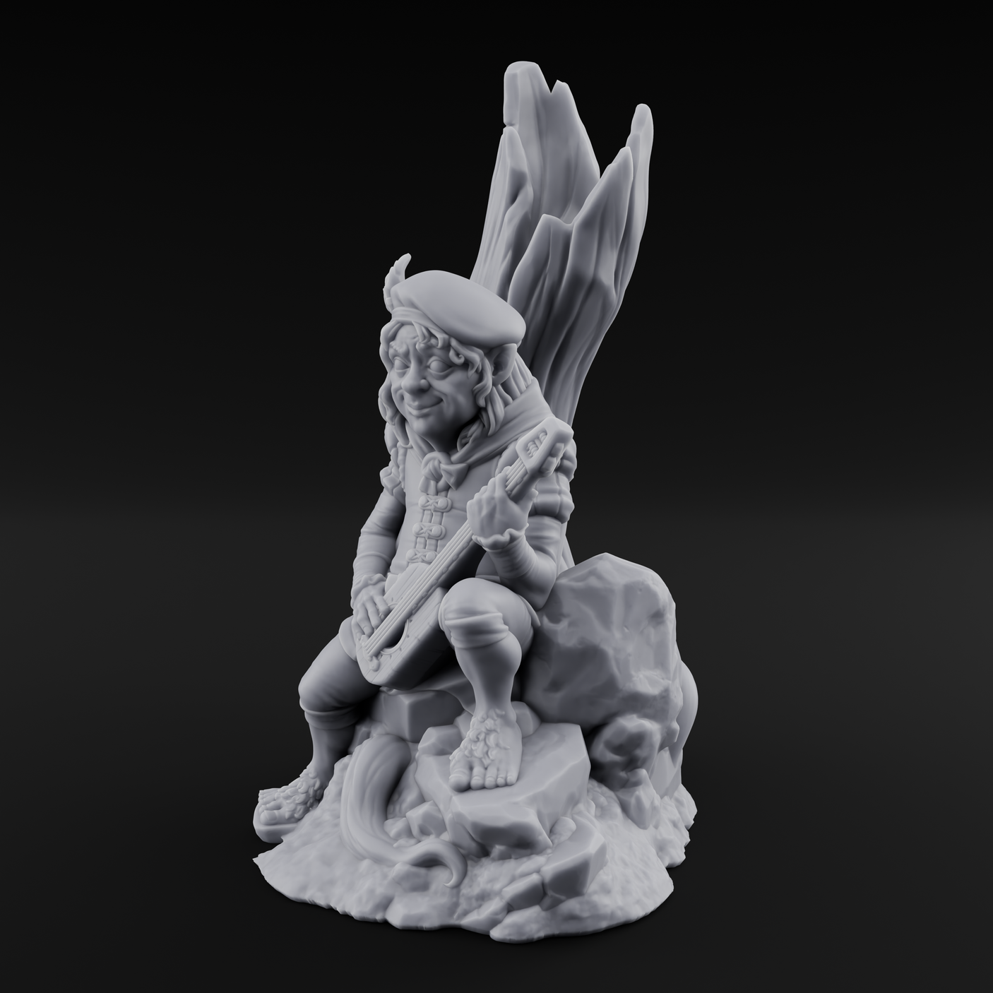 Strumming By The Stump Halfling Bard Miniature for Dungeons and Dragons, Pathfinder or other TTRPGs