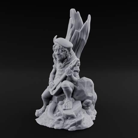Strumming By The Stump Halfling Bard Miniature for Dungeons and Dragons, Pathfinder or other TTRPGs